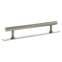 Millhouse Brass Chrysler Diamond T-Bar Cabinet Pull Handle on Backplate 160mm - Satin Nickel