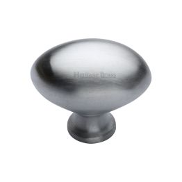 Heritage Brass Cabinet Knob Victorian Oval Design 38mm Satin Chrome finish