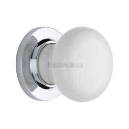 White Crackle Knob with Polished Chrome base