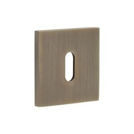 CR-T10 Antique Brass Standard Keyway Square Rose Escutcheon - By Frelan Hardware - CR-T10AB