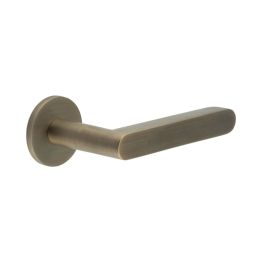 CR-101 Antique Brass Sprung Round Rose Door Handle - By Frelan Hardware - CR-101A1AB
