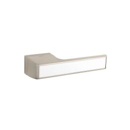 Tupai Rapido VersaLine Tobar Lever Door Handle on Long Rose - White Decorative Plate - Pearl Nickel