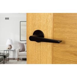 Tupai Rapido 5S Line Torrao Lever Door Handle on 5mm Slimline Round Rose - Pearl Black