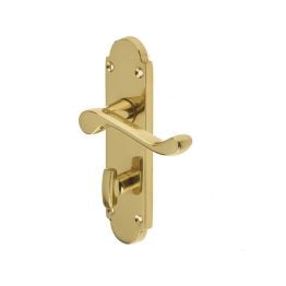 Epsom Suite Door Handle on Bathroom Plate Polished Brass - By Frelan Hardware - JV250BPB