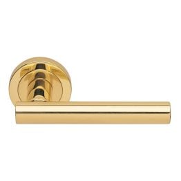 Calla Lever On Round Rose  - Polished Brass