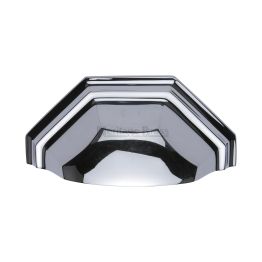 Heritage Brass Drawer Pull Deco Design 89mm CTC Polished Chrome Finish
