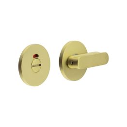 CR-803 Satin Brass Thumb Turn & Lock Round Rose w/ Indicator - By Frelan Hardware - CR-803AJ7SB