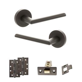 STATUS Alabama Door Handle Pack (Latch Set - 2.5" CE Latch, 4" Slim Knuckle Hinges x2) - Urban Dark Bronze