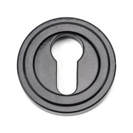 Black Round Euro Escutcheon (Art Deco Rose)