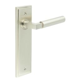 Westminster Door Handle Latch Backplate Satin Nickel - By Frelan Hardware - BUR30KIT320