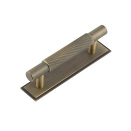 Hoxton Taplow Cabinet Handles 96mm Ctrs Stepped Backplate Antique Brass - By Frelan Hardware - HOX-2050AB-6050AB