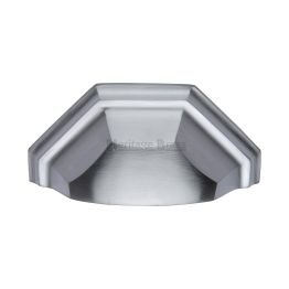 Heritage Brass Drawer Pull Deco Design 89mm CTC Satin Chrome Finish