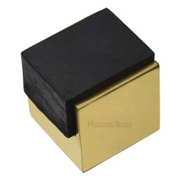 Heritage Brass Door Stop Square Floor Mounted Design Polished Brass Finish