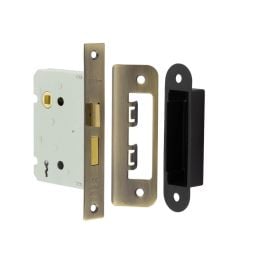 Jedo Kontrax 2 Lever Sashlocks with Square Forend & Radiused Strike Plate 76mm Antique Brass - By Frelan Hardware - JL480AB
