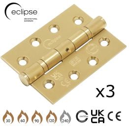 Eclipse PK854SBP - 102x76x3mm SBP Ball Bearing Hinge Grade 13 - (3 Pack) - Satin Brass