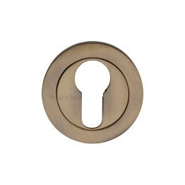 Heritage Brass Euro Profile Cylinder Escutcheon Antique Brass finish