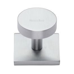 Heritage Brass Cabinet Knob Disc Design with Square Backplate 32mm Satin Chrome finish