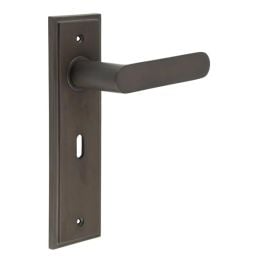 Kensington Door Handle Lock Backplate Dark Bronze - By Frelan Hardware - BUR25KIT87