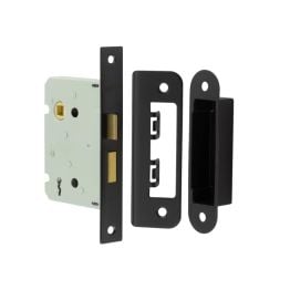 Jedo Kontrax 2 Lever Sashlocks with Square Forend & Radiused Strike Plate 76mm Black - By Frelan Hardware - JL480BL