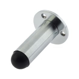 Jedo Cylinder Wall Mounted Door Stop on Rose 75mm Satin Chrome - By Frelan Hardware - JV9551BSC