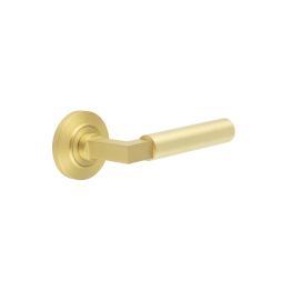 Westminster Door Handles Chamfered Rose Satin Brass - By Frelan Hardware - BUR30KIT236