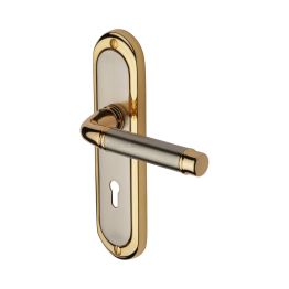 Heritage Brass Door Handle Lever Lock Saturn Design Jupiter finish