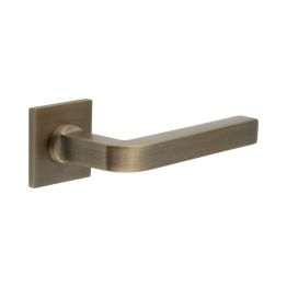 CR-104 Antique Brass Sprung Square Rose Door Handle - By Frelan Hardware - CR-104B1AB