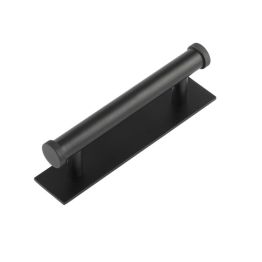 Hoxton Thaxted Cabinet Handles 96mm Ctrs Plain Backplate Matt Black - By Frelan Hardware - HOX-250MB-5050MB