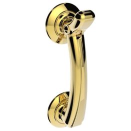Door Knocker On Rose - Polished Brass