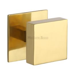 Heritage Brass Centre Door Knob Square Design 3" Polished Brass Finish