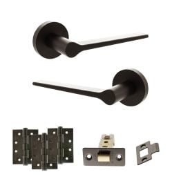 Senza Pari Laviano Door Handle Pack (Latch Set - 3" CE Latch, 4" Fire Rated Hinges x3) - Urban Dark Bronze