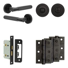 Complete Bari Door Handle Pack - Bathroom - Black - By Frelan Hardware - JE-D5B3-MB