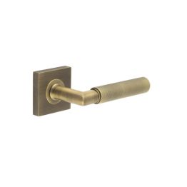 Piccadilly Door Handle on Square Plain Rose Antique Brass - By Frelan Hardware - BUR40KIT6