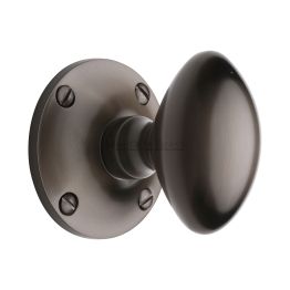 Heritage Brass Mortice Knob on Rose Mayfair Design Matt Bronze finish