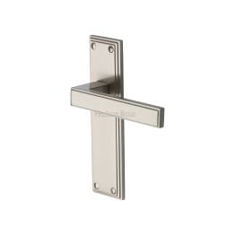 Heritage Brass Door Handle Lever Latch Atlantis Design Satin Nickel finish