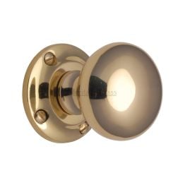 Heritage Brass Mortice Knob on Rose Victoria Design Polished Brass finish