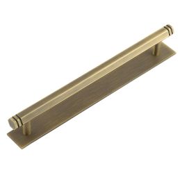 Hoxton Nile Cabinet Handles 224mm Ctrs Plain Backplate Antique Brass - By Frelan Hardware - HOX-360AB-5060AB