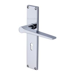 Heritage Brass Gio Lever Lock Door Handle on 200mm Plate Polished Chrome finish