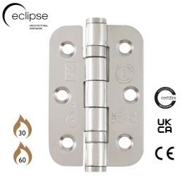 Eclipse 14906 - 76x51x2mm PSS Ball Bearing Radius Corner Hinge Grade 7 - (Pair) - Polished Stainless Steel