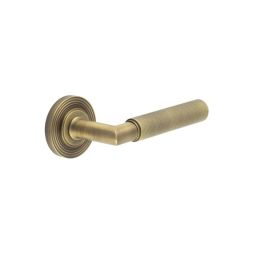 Piccadilly Door Handle on Reeded Rose Antique Brass - By Frelan Hardware - BUR40KIT4