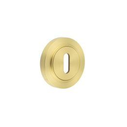 Burlington Standard Keyway Escutcheons Plain Rose Satin Brass - By Frelan Hardware - BUR-60SB-71SB