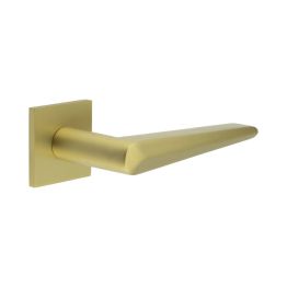 CR-107 Satin Brass Sprung Square Rose Door Handle - By Frelan Hardware - CR-107B1SB