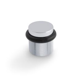 Valli 38 x 35mm - Floor Mounted Knurled Doorstop - Concealed Fix - Polished Chrome PVD
