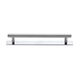 Heritage Brass Cabinet Pull Knurled Design with Plate 160mm CTC Polished Chrome Finish