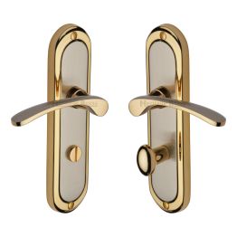 Heritage Brass Door Handle for Bathroom Ambassador Design Jupiter finish