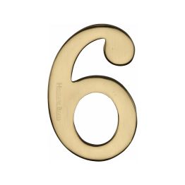 Heritage Brass Numeral 6 Self Adhesive 51mm (2") Polished Brass finish