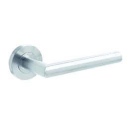 Julian Door Handle on Rose Grade 304 Satin Stainless Steel - By Frelan Hardware - JSS402