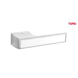 Tupai Rapido VersaLine Tobar Lever Door Handle on Long Rose - Satin Stainless Steel Decorative Plate - Satin Chrome
