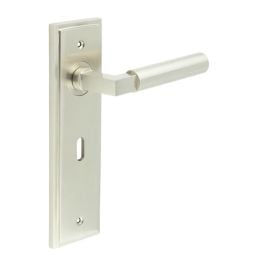 Westminster Door Handle Lock Backplate Satin Nickel - By Frelan Hardware - BUR30KIT321