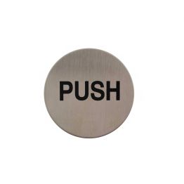 Atlantic Push Disc Sign 3M Adhesive 75mm - Satin Stainless Steel